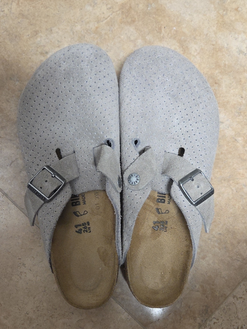 Suede Slip-On Clog in Light Gray. Worn One Time. Like New Without Tags.